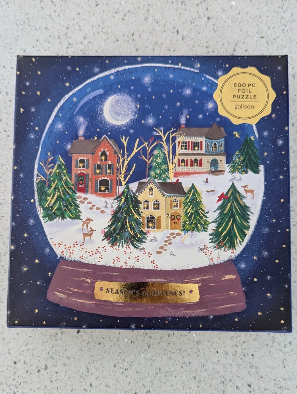 Galison ​"Season's Greetings!" 500-Piece Foil Jigsaw Puzzle by Galison